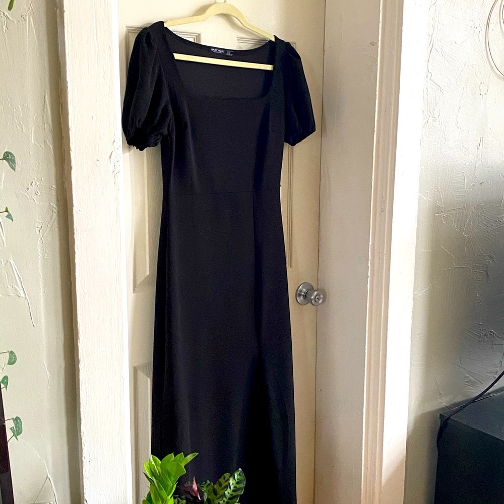 Nasty Gal Black Square Neck Maxi Dress